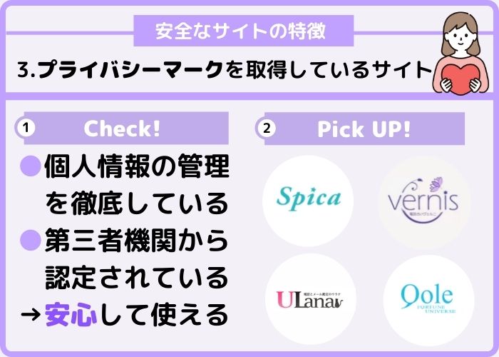 プライバシーマークを取得しているサイトがベター